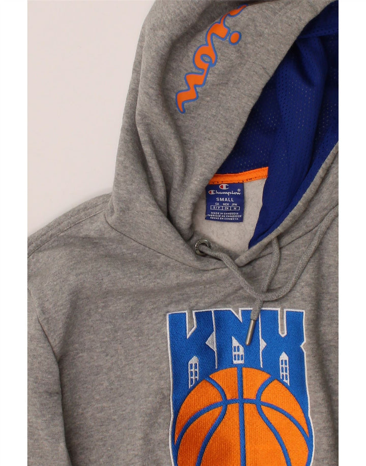 CHAMPION Mens Knicks Graphic Hoodie Jumper Small Grey Cotton Vintage Champion and Second-Hand Champion from Messina Hembry 