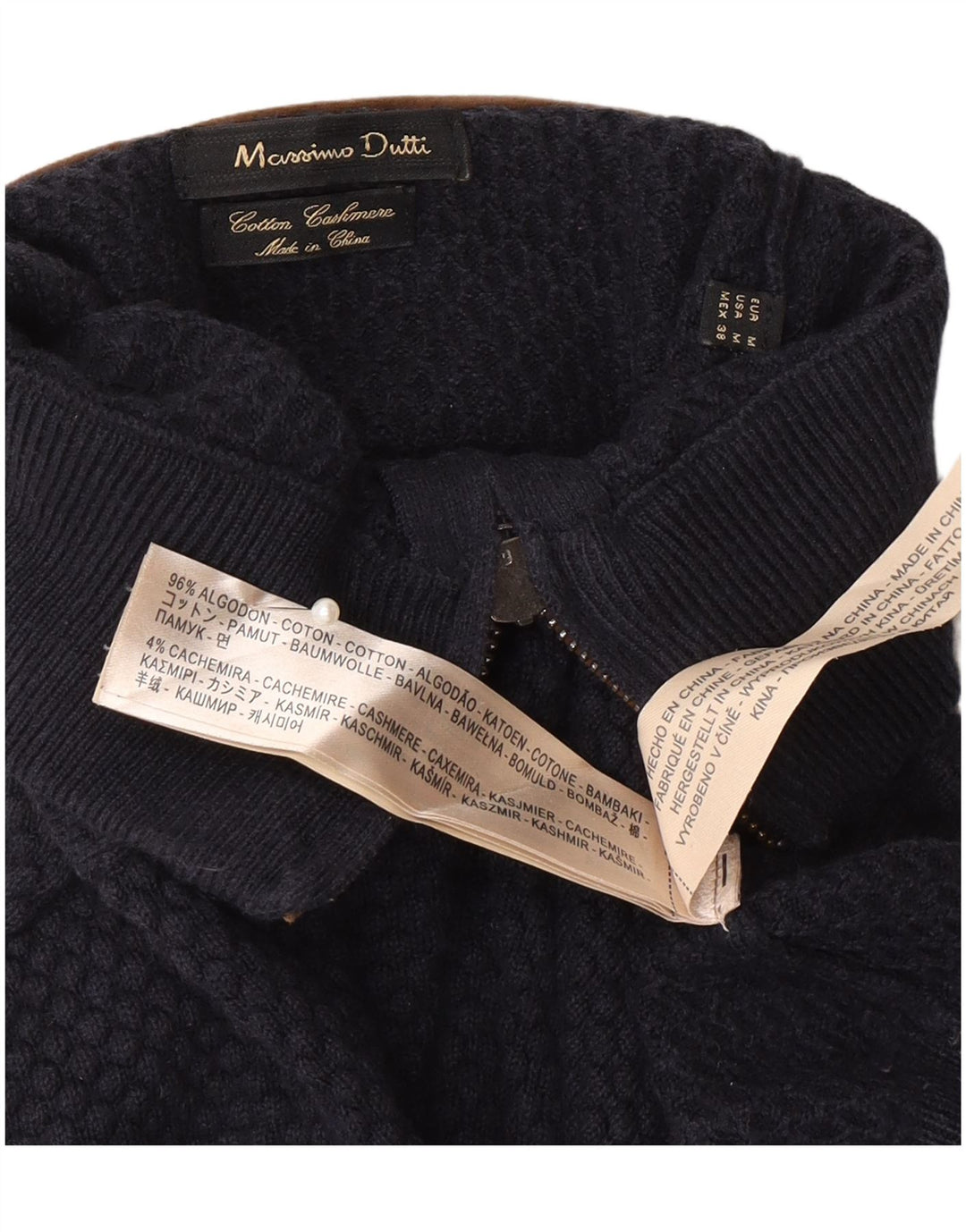 Suéter cardigã masculino Massimo Dutti médio algodão azul marinho