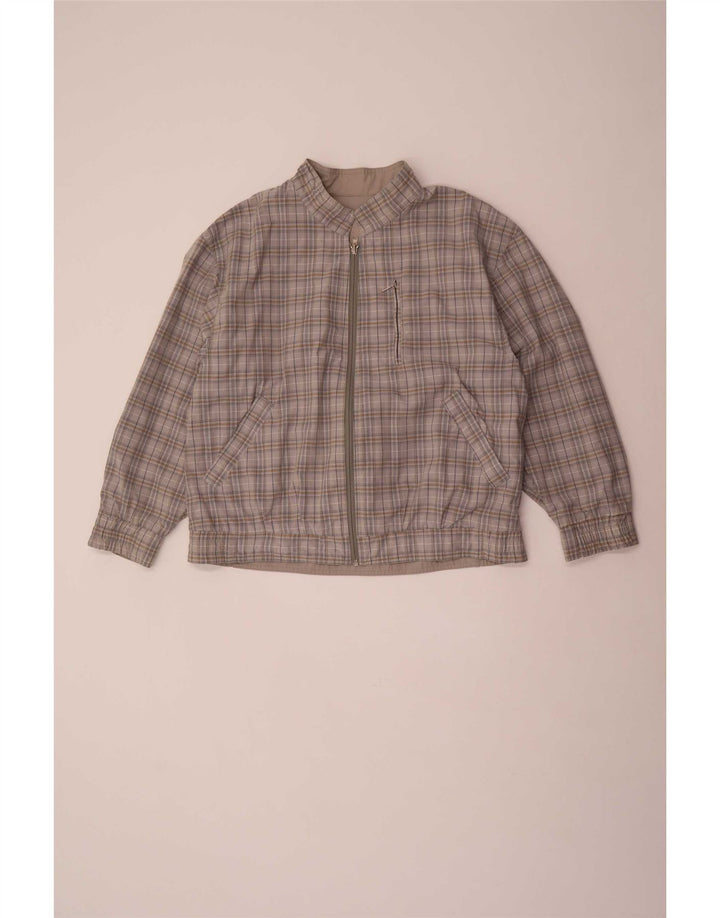 Jaqueta reversível masculina vintage UK 40 poliéster cinza grande