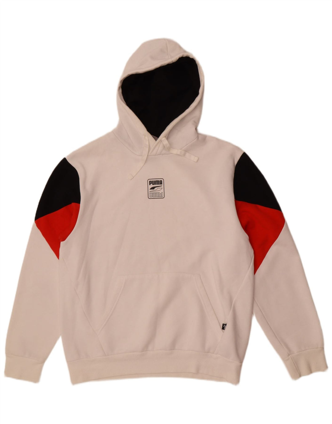 Puma Mens Hoodie Jumper Médio Branco Colorblock Algodão