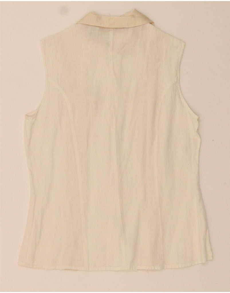 BANANA REPUBLIC Womens Sleeveless Shirt Blouse UK 12 Medium Beige Striped Vintage Banana Republic and Second-Hand Banana Republic from Messina Hembry 