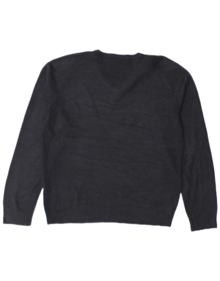 Suéter masculino Marks & Spencer Blue Harbor com decote em V pequeno azul marinho