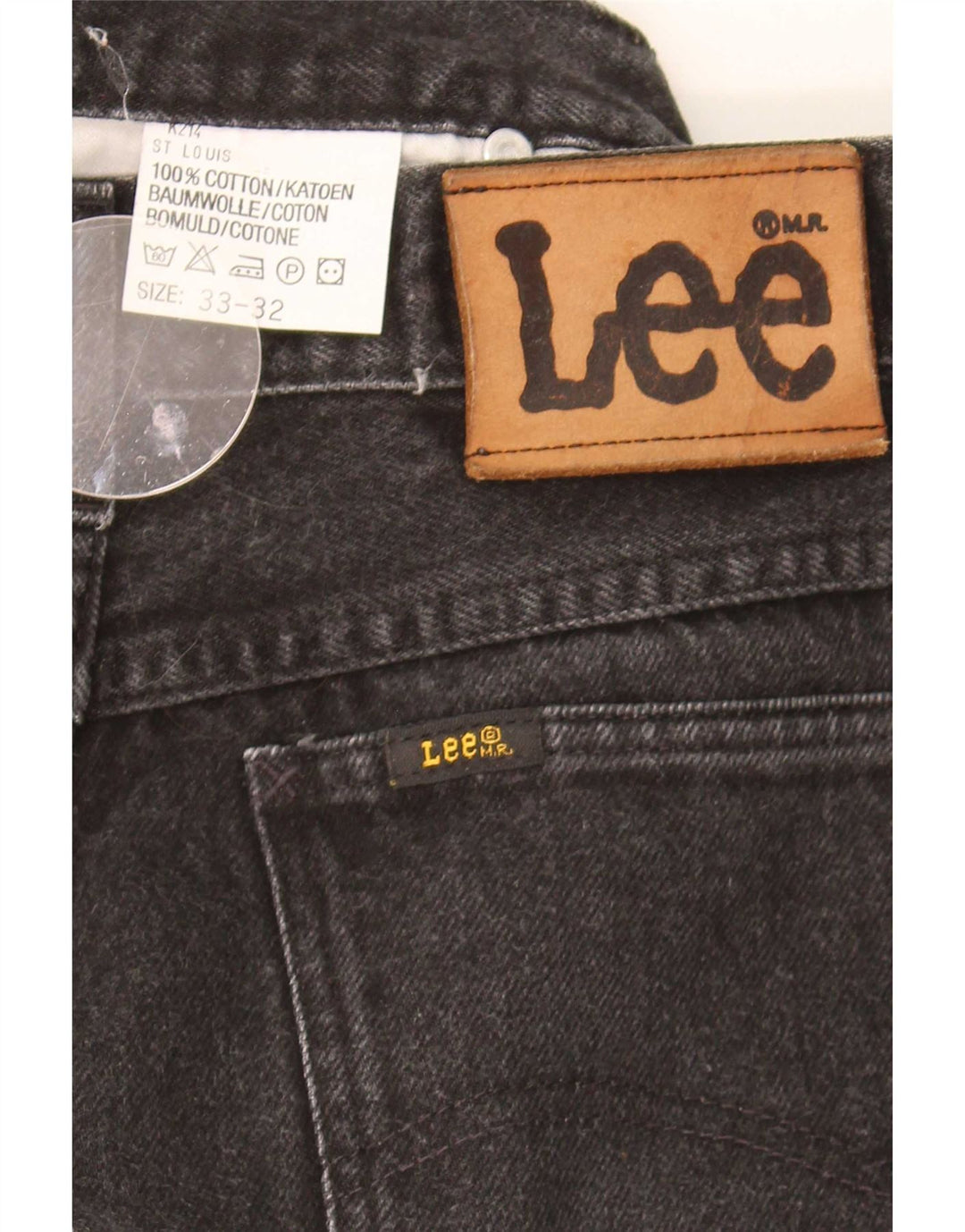 Lee Mens Tapered Jeans W33 L32 Algodão Preto