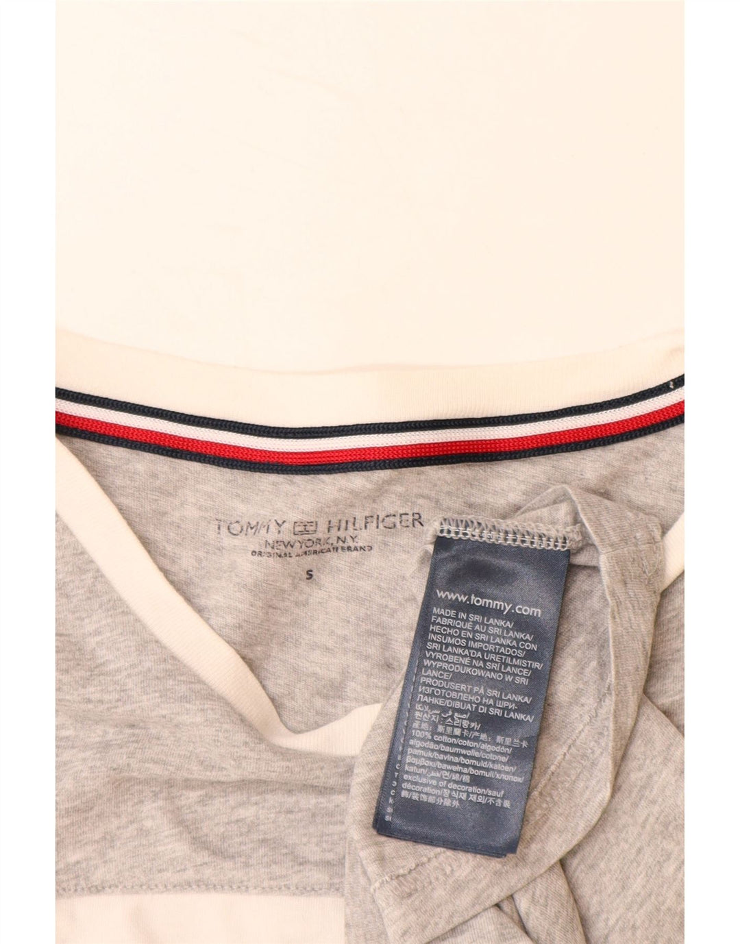 TOMMY HILFIGER Camiseta masculina gráfica top pequeno cinza colorblock algodão