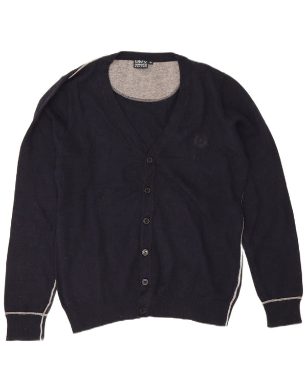 Suéter cardigã masculino Gianmarco Venturi XL azul marinho lã de cordeiro