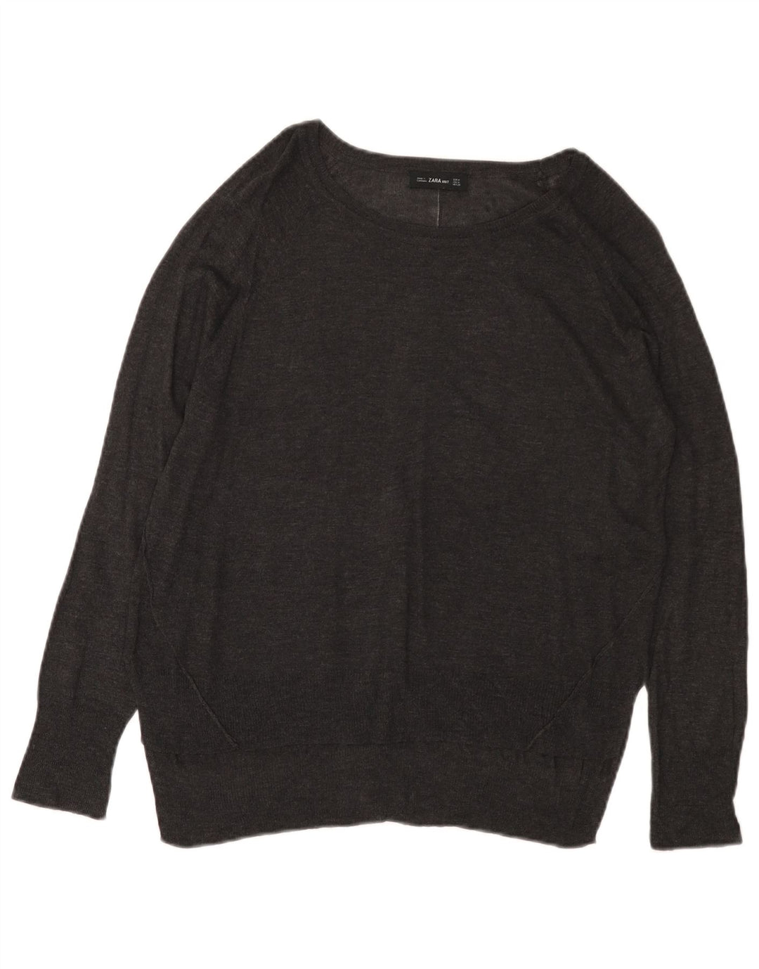 Suéter feminino ZARA com gola canoa Reino Unido 14 Viscose cinza médio