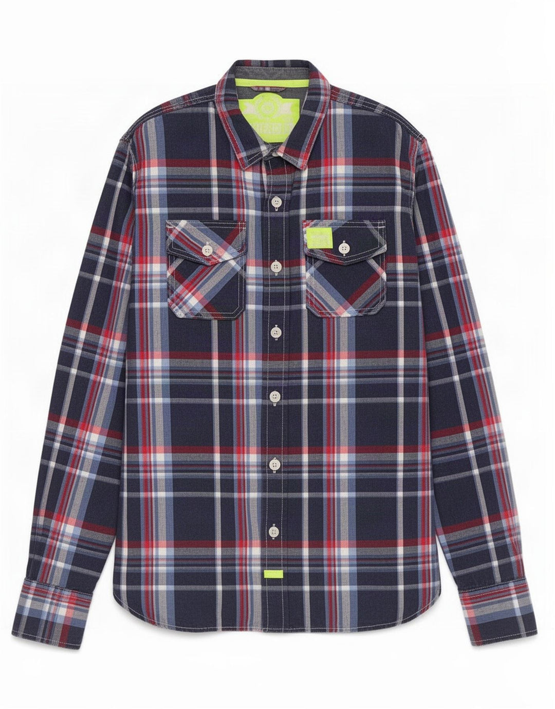 Camisa masculina Superdry XL azul marinho xadrez algodão