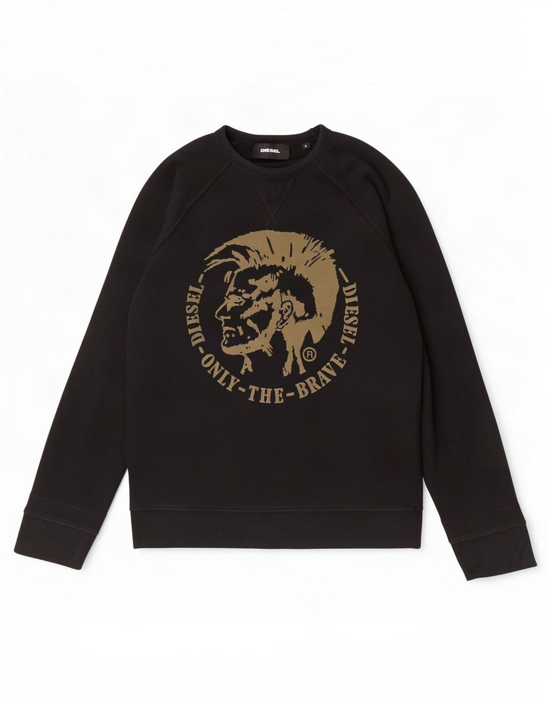 Diesel masculino gráfico moletom jumper grande algodão preto