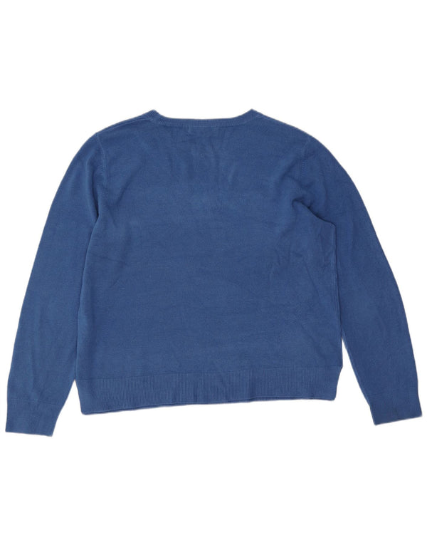 Suéter feminino Marks & Spencer com gola canoa Reino Unido 18 XL azul acrílico