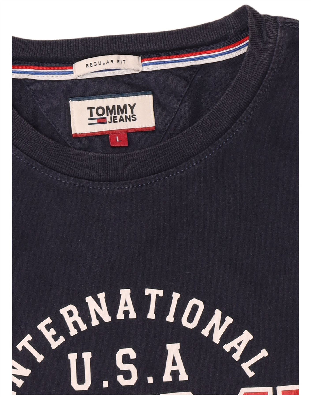 Camiseta masculina Tommy Hilfiger Regular Fit gráfica grande azul marinho