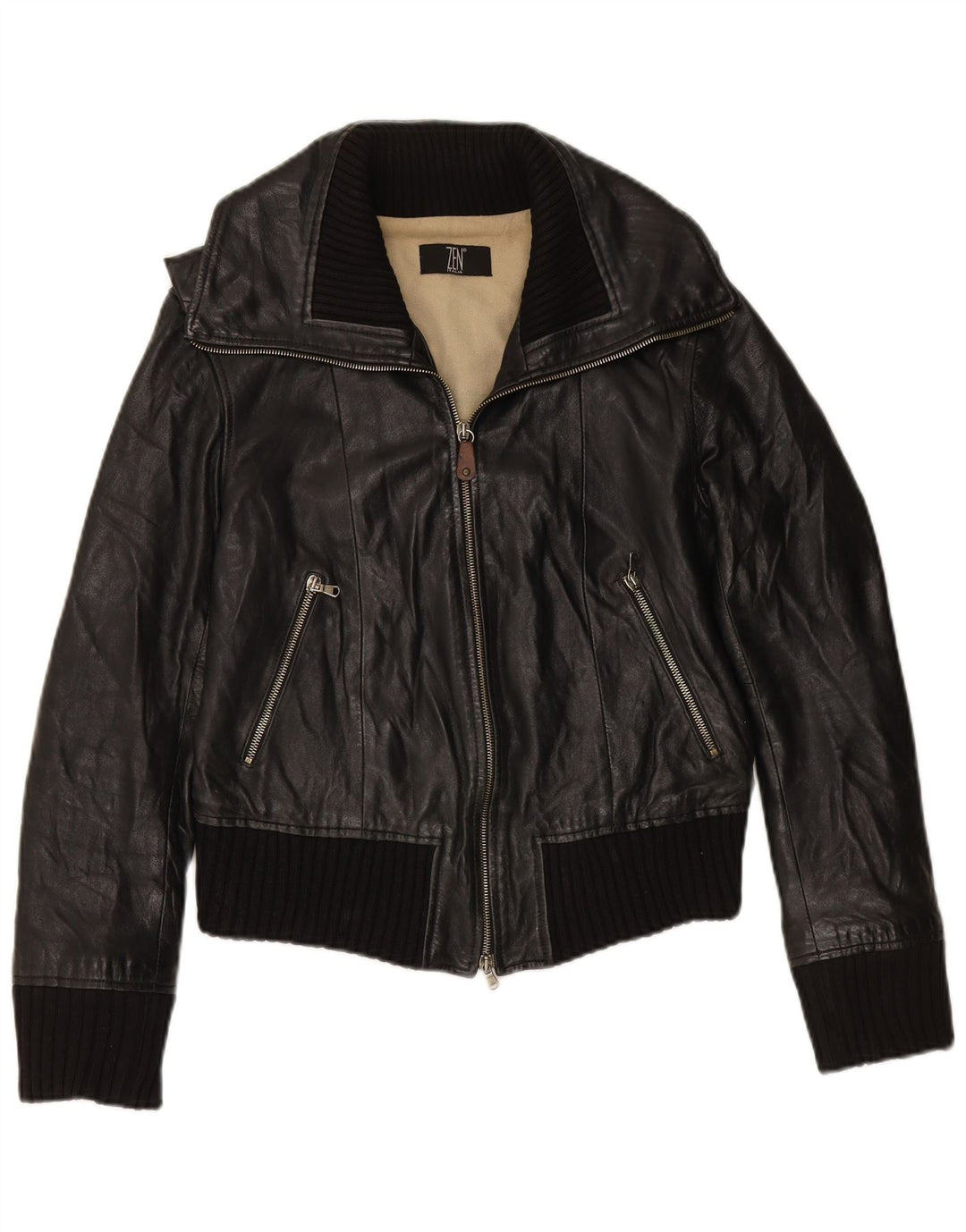 Jaqueta de couro feminina ZEN IT 46 grande couro preto