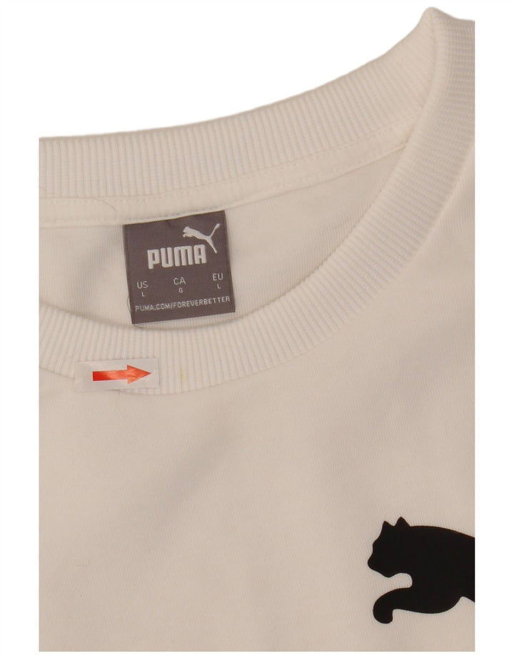 Puma Mens Graphic Moletom Jumper Grande Poliéster Branco