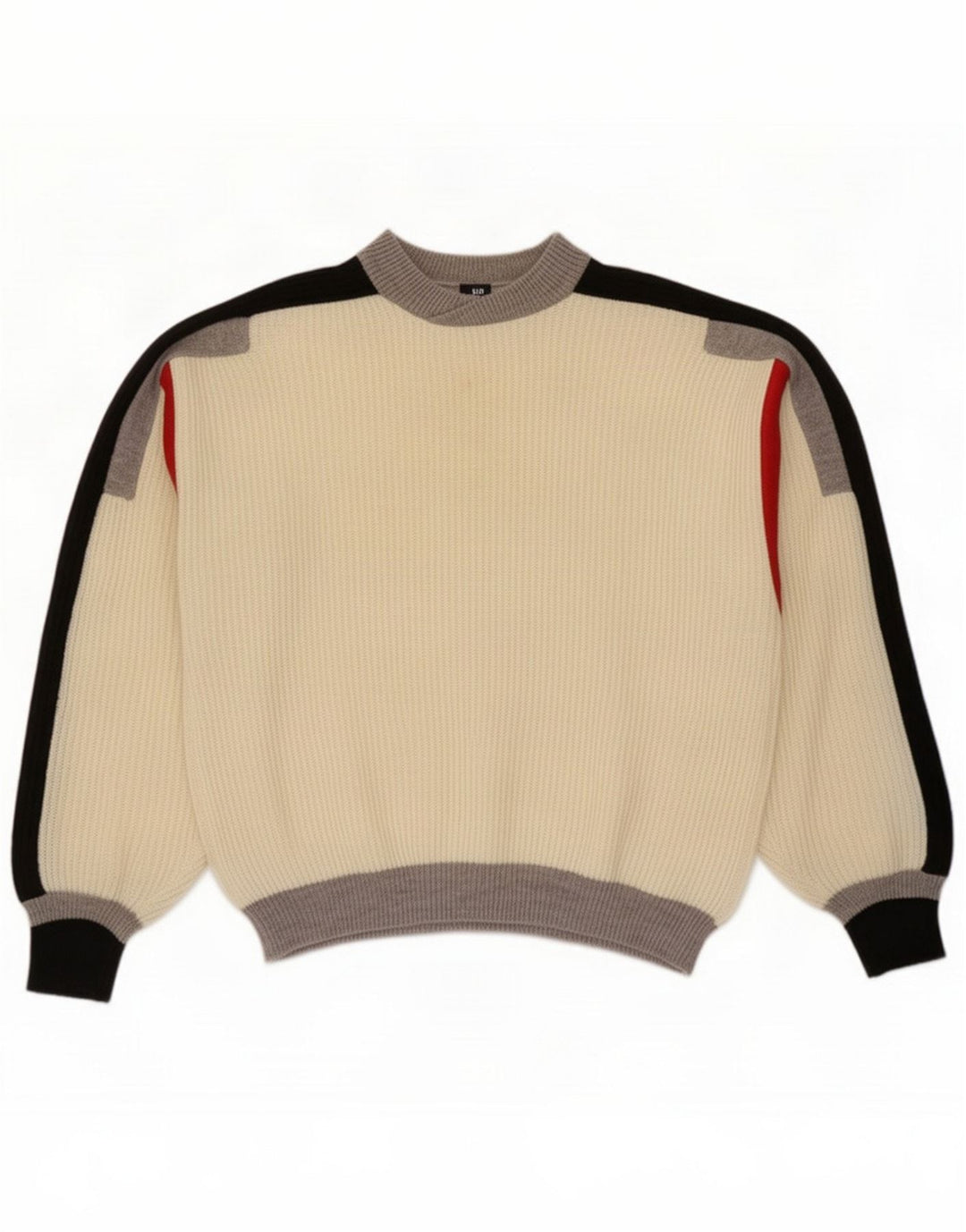 Suéter vintage masculino com gola tartaruga grande bloco de cor branca