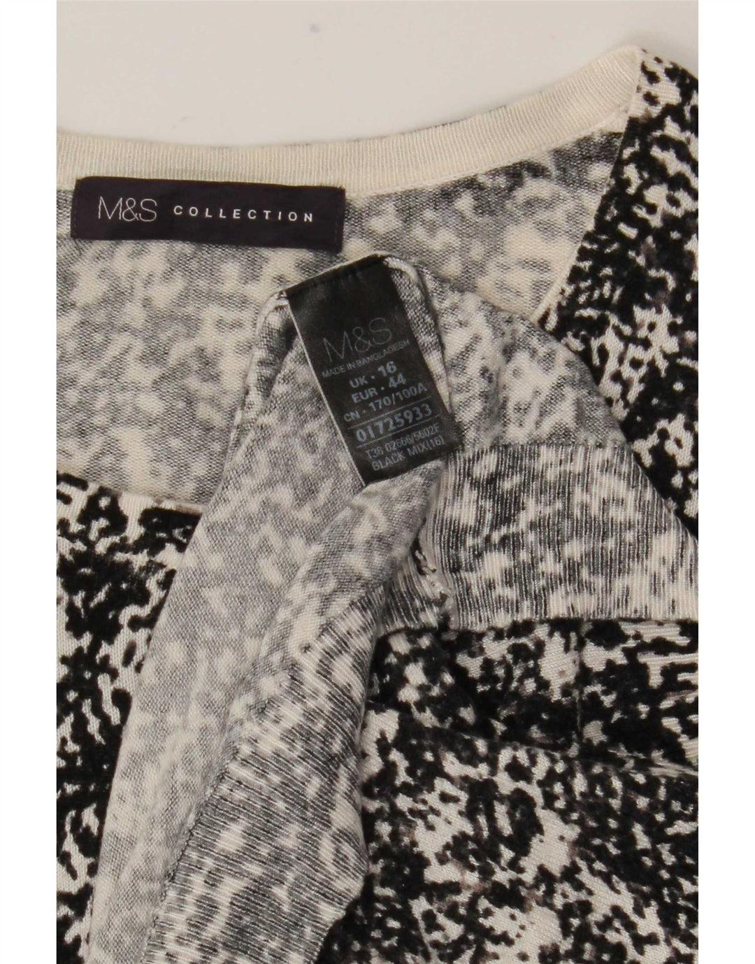 Suéter cardigã feminino Marks & Spencer com padrão abstrato Reino Unido 16 grande preto