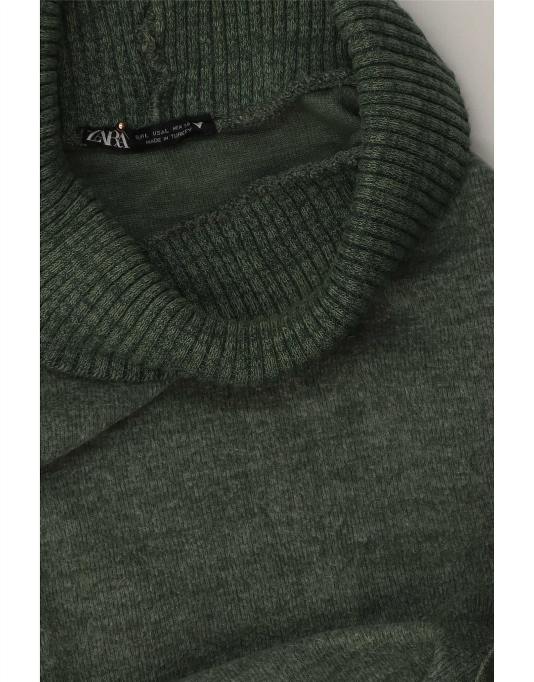 Zara Suéter feminino com gola redonda e gola redonda Reino Unido 16 grande verde