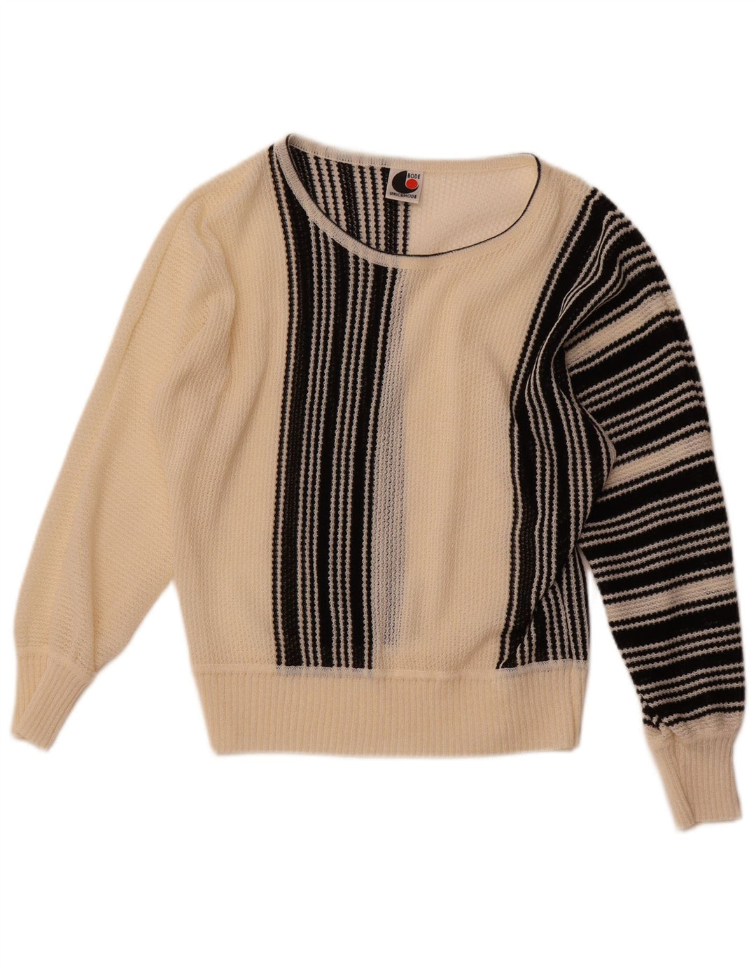 Suéter feminino BODE com gola canoa UE 40 médio off white listrado