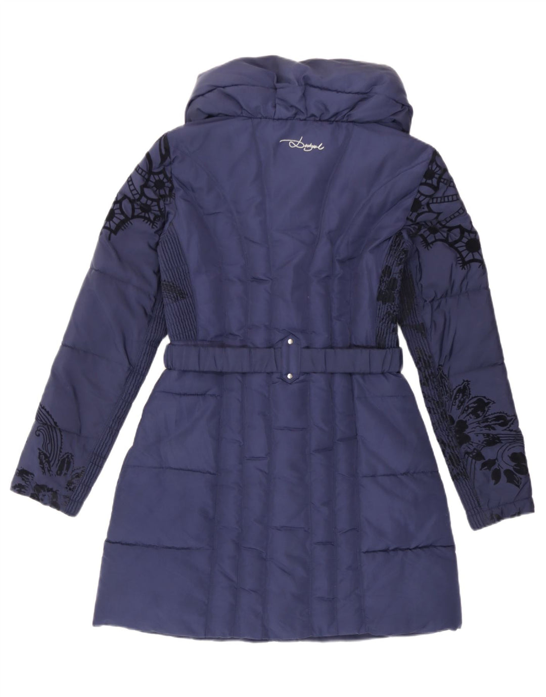 Casaco acolchoado feminino Desigual EU 38 médio azul marinho floral poliéster