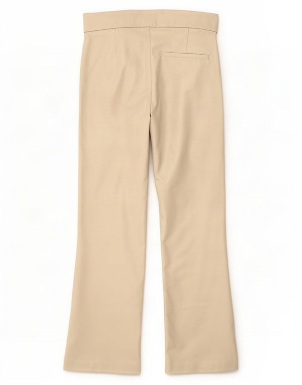 Zara Womens Straight Faux Leather Trousers Medium W28 L26 Beige