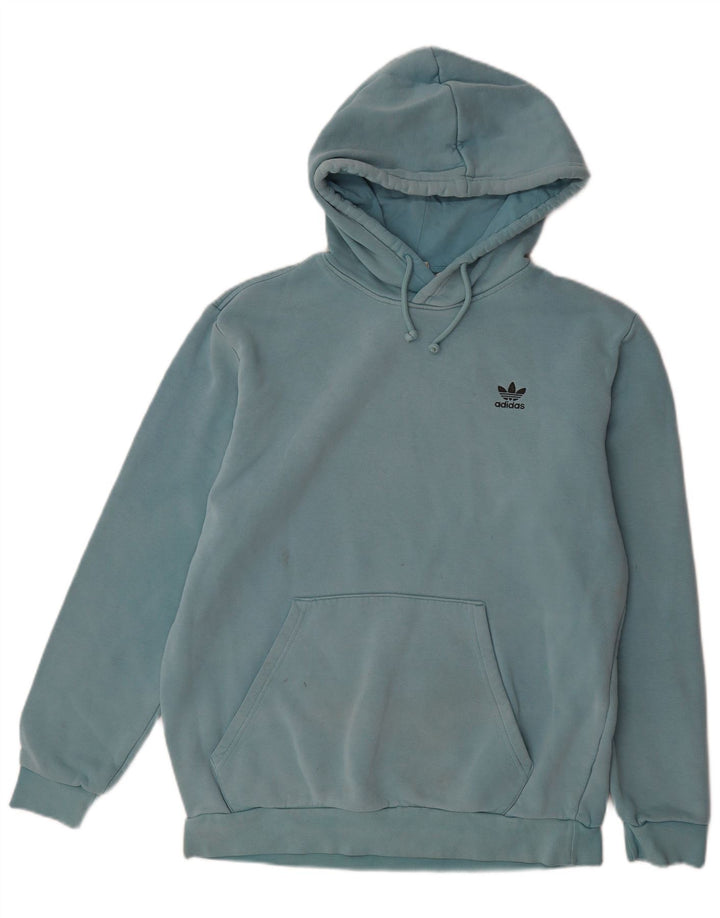ADIDAS Mens Hoodie Jumper Grande Algodão Azul
