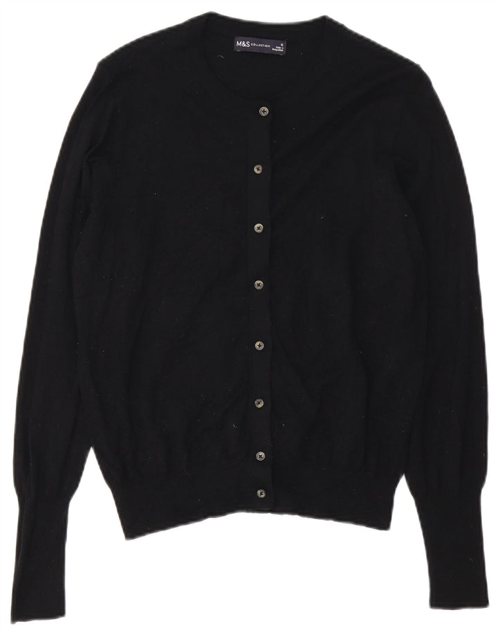 Suéter cardigã feminino MARKS & SPENCER Reino Unido 12 viscose preta média