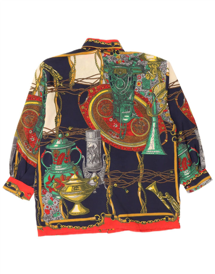 Blusa feminina VINTAGE com estampa abstrata UK 14 média multicolorida