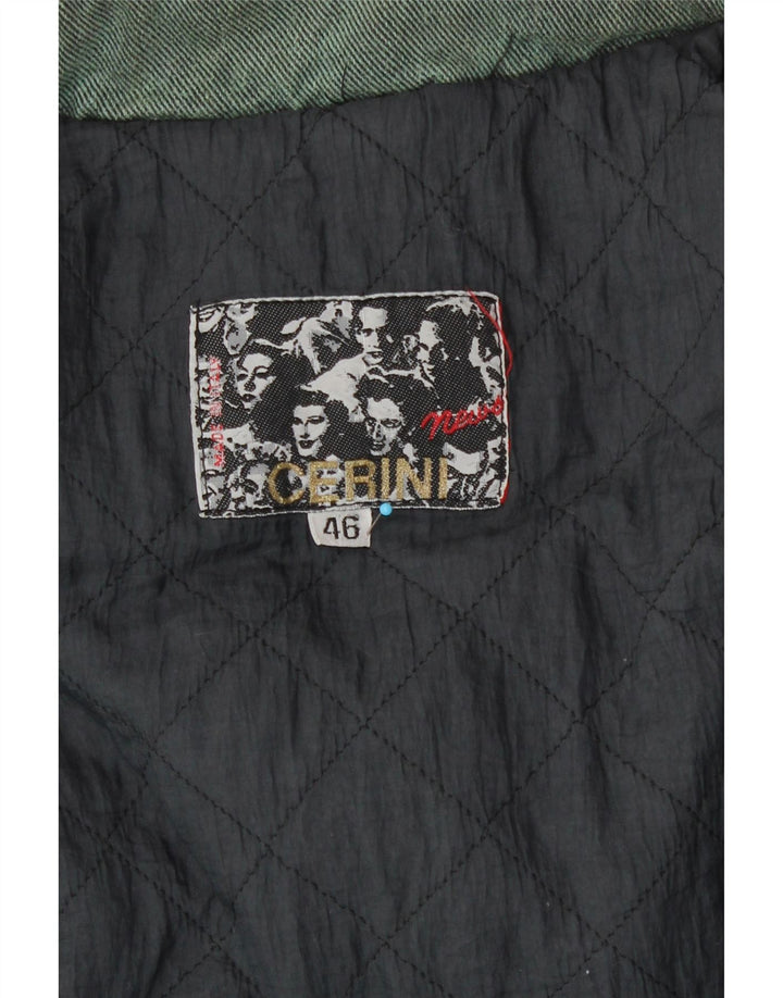 Jaqueta corta-vento feminina Ernestina Cerini com capuz IT 46 grande verde anos 90