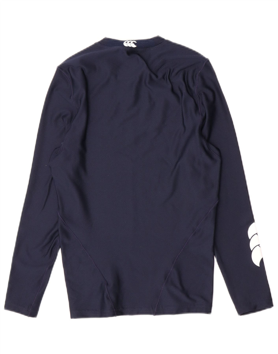 Top gráfico feminino Canterbury manga comprida Reino Unido 10 pequeno poliéster azul marinho