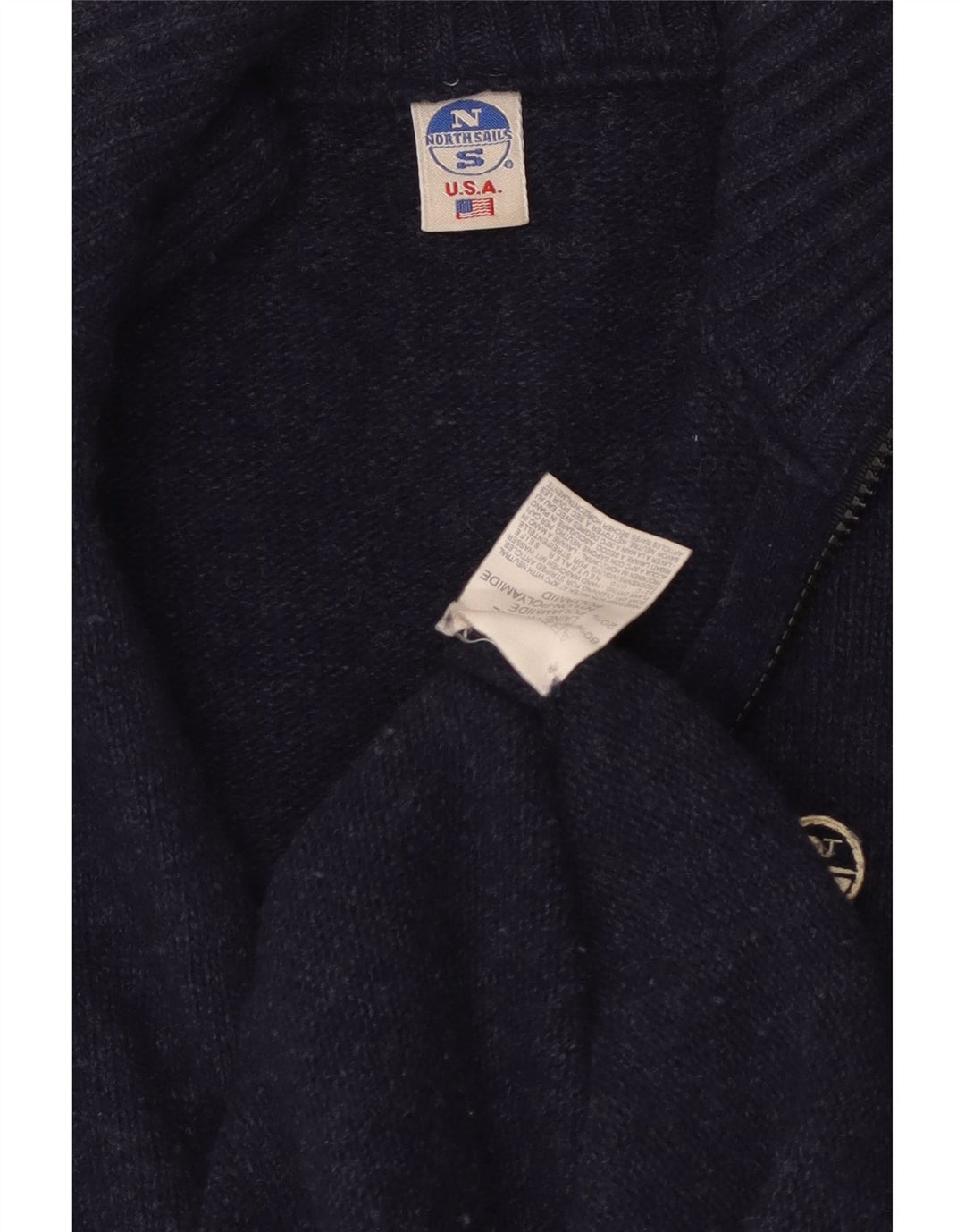 Suéter cardigã masculino NORTH SAILS pequeno de lã azul marinho