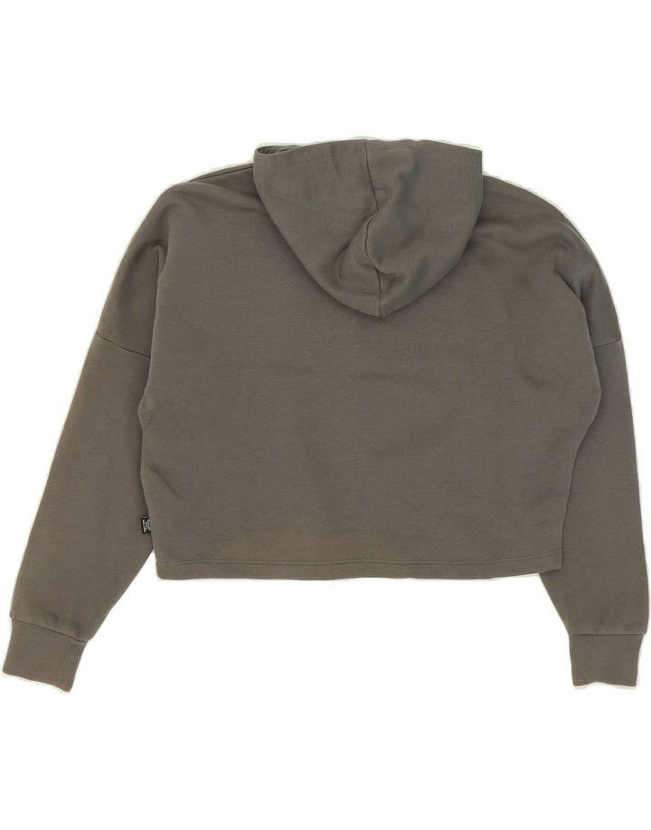 PUMA Girls Oversized Crop Graphic Hoodie Jumper 11-12 Years Grey Cotton Vintage Puma and Second-Hand Puma from Messina Hembry 