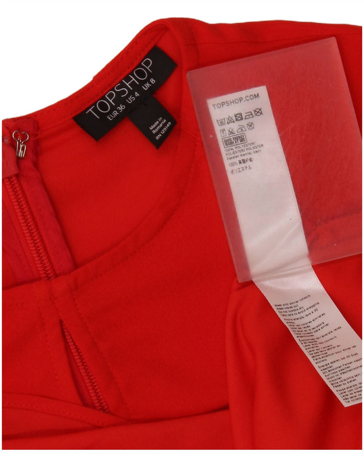 Vestido bainha feminino Topshop Reino Unido 8 pequeno poliéster vermelho