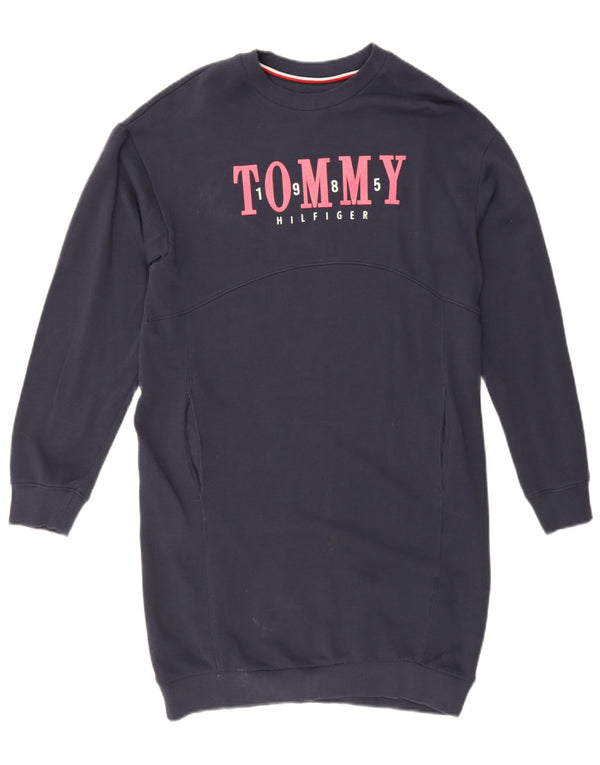 Tommy Hilfiger Meninas Moletom Gráfico Jumper Vestido 13-14 Anos Azul Marinho