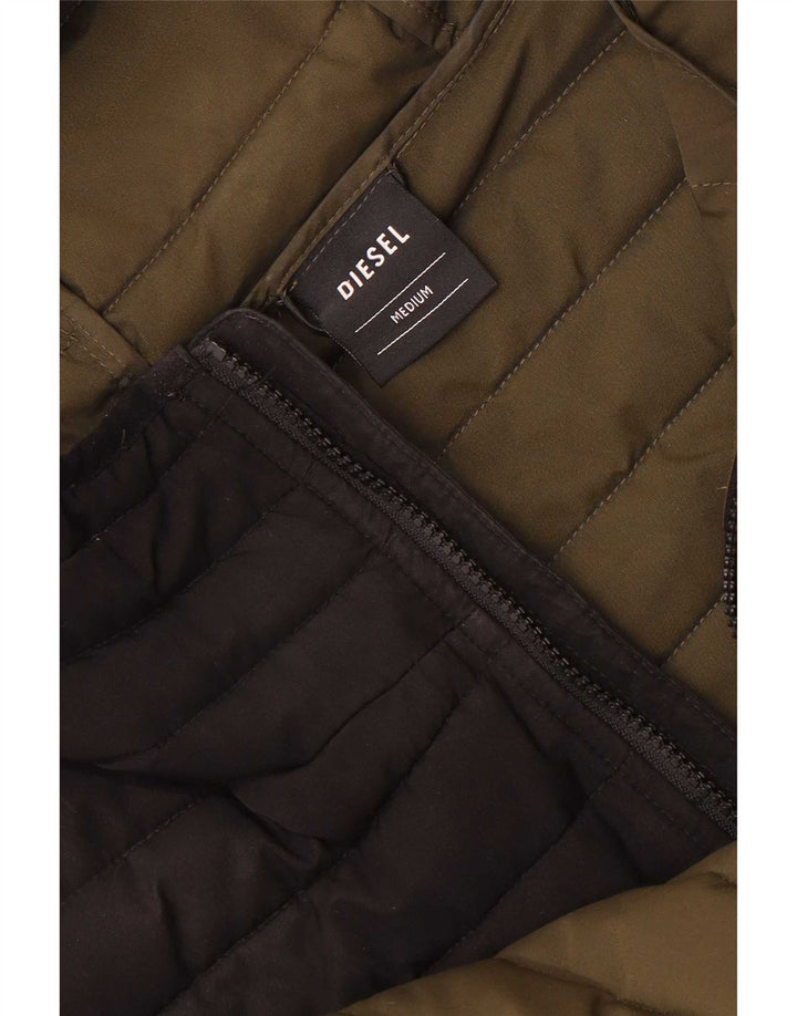 Jaqueta acolchoada masculina Diesel UK 38 Medium Khaki Colourblock