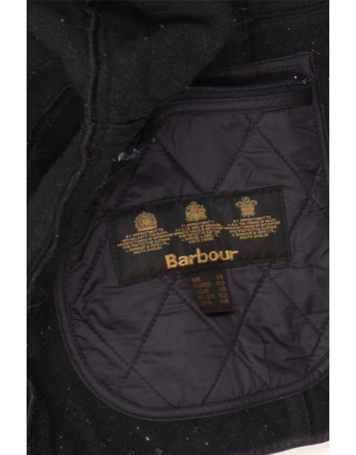 Jaqueta acolchoada feminina Barbour UK 14 grande bloco colorido azul marinho
