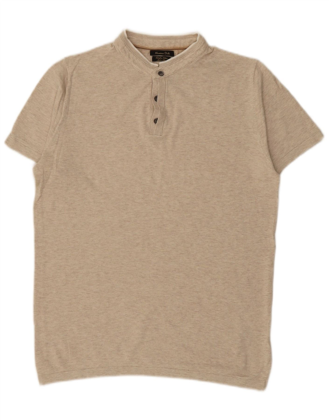 Camisa polo masculina MASSIMO DUTTI algodão bege médio