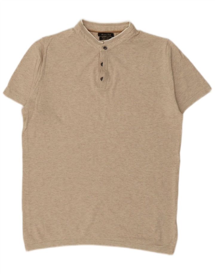 Camisa polo masculina MASSIMO DUTTI algodão bege médio