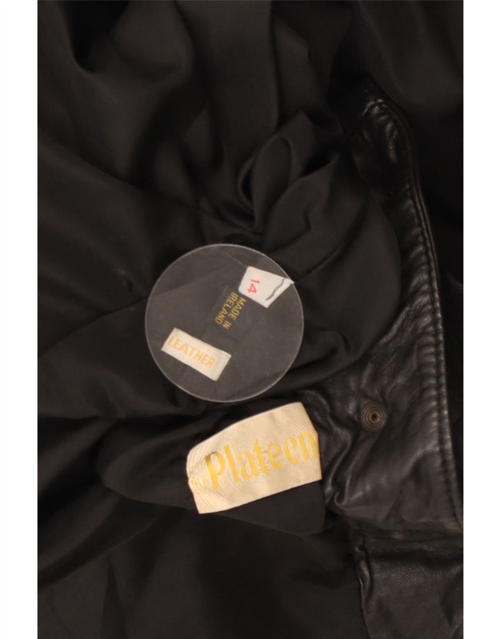 Jaqueta feminina de couro superdimensionada VINTAGE Reino Unido 14 grande couro preto