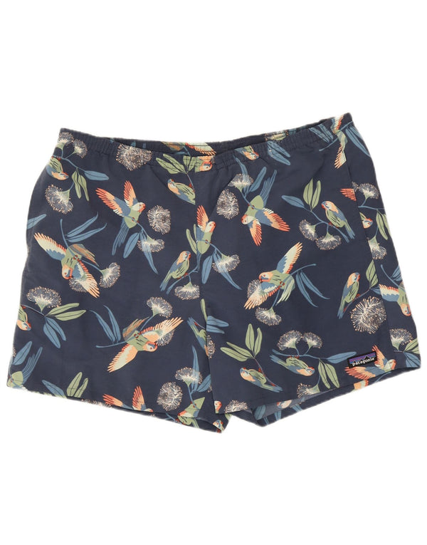 Shorts de banho masculino Patagonia grande azul marinho floral nylon