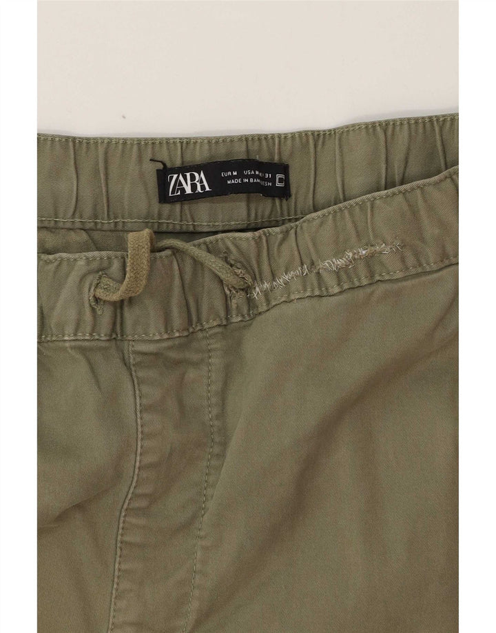 Zara Mens Joggers Cargo Calças Médio W32 L26 Caqui
