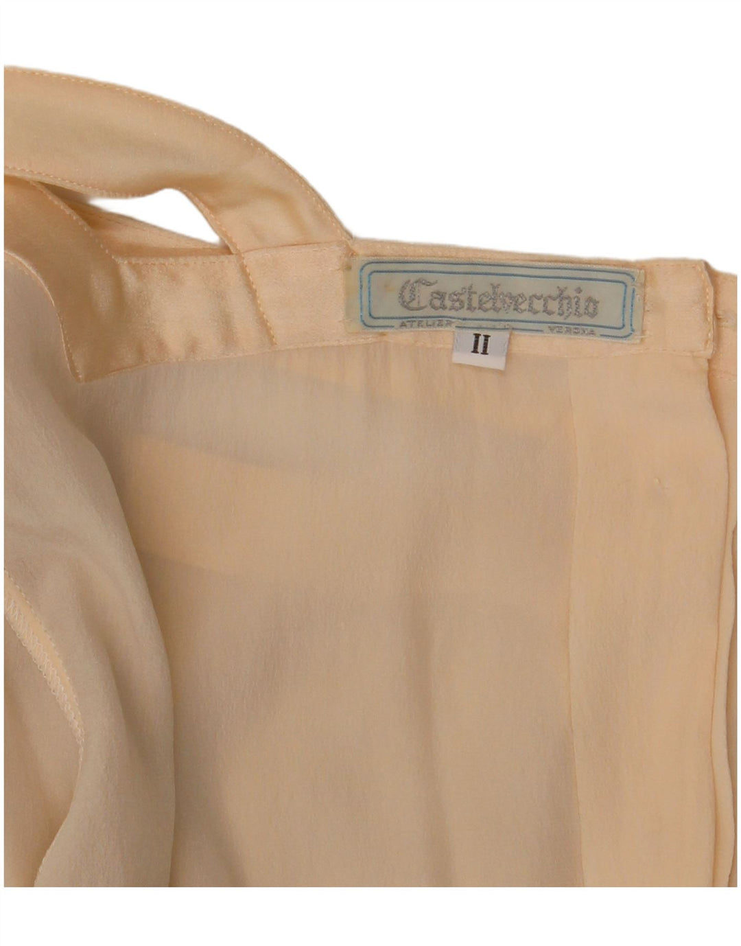 Blusa feminina vintage de manga curta UK 12 bege médio