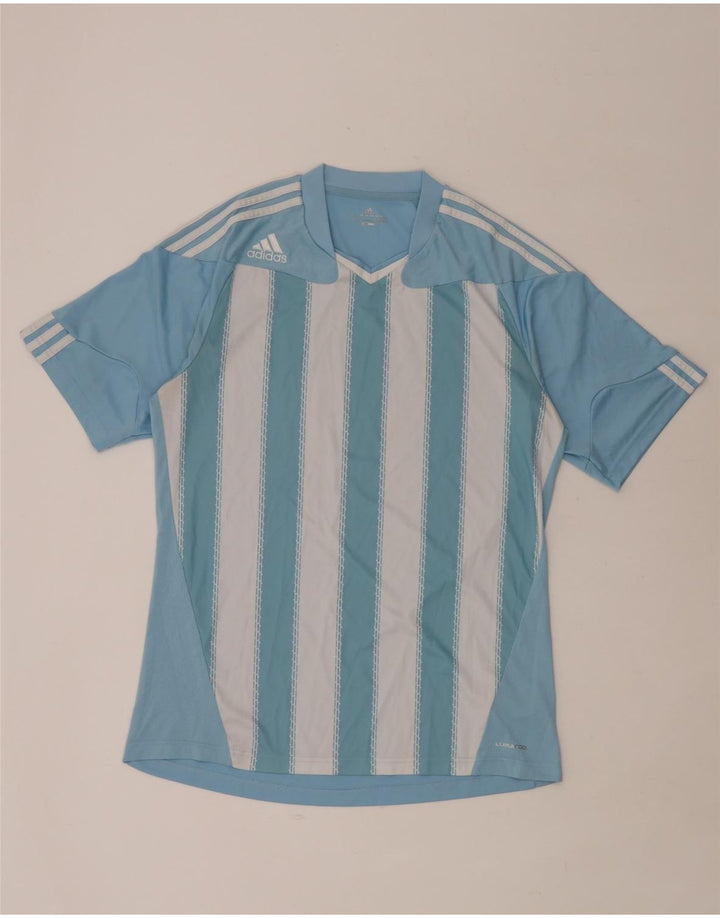 Adidas Mens Climacool Camiseta Top Grande Listrado Azul Poliéster