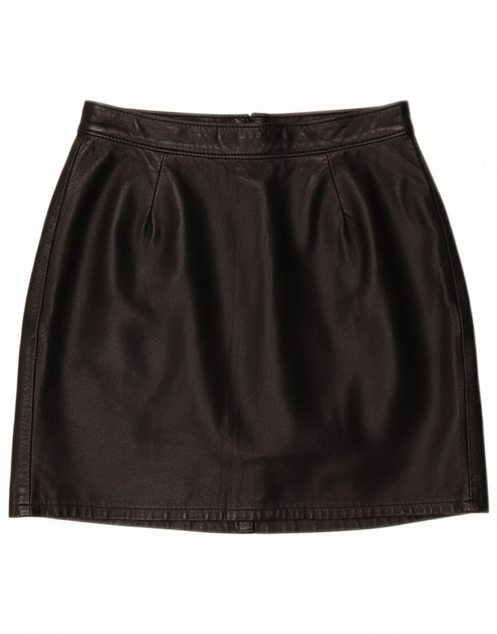 Mini saia feminina VINTAGE de couro W22 2XS preta