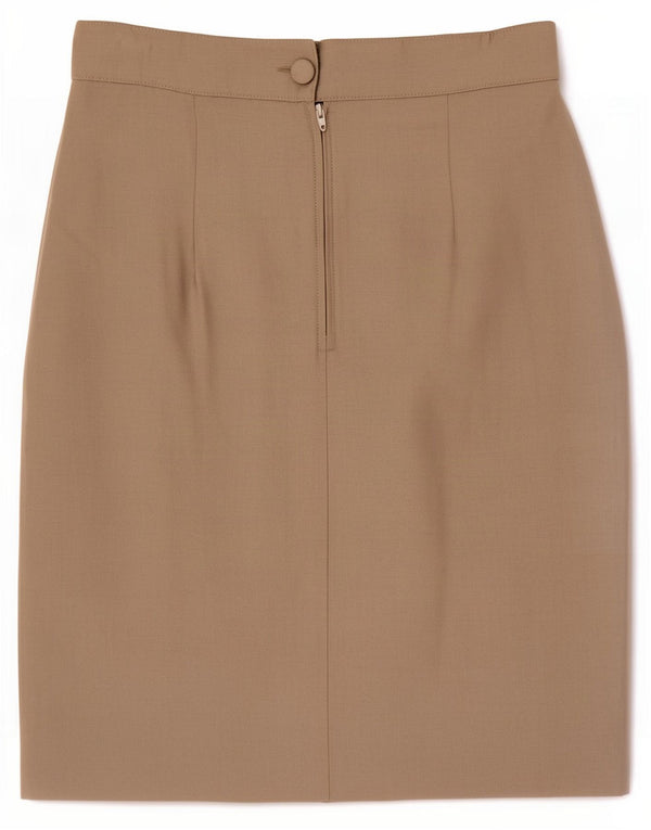 Saia lápis feminina vintage pequena W26 Khaki poliéster