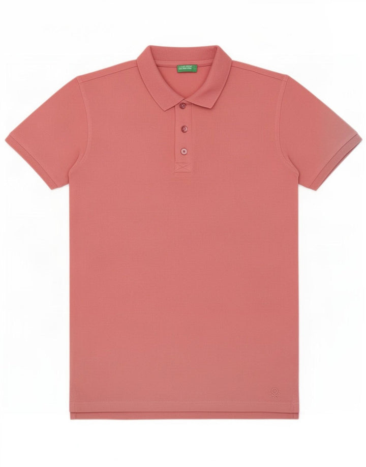 Camisa polo masculina regular Benetton pequena algodão rosa
