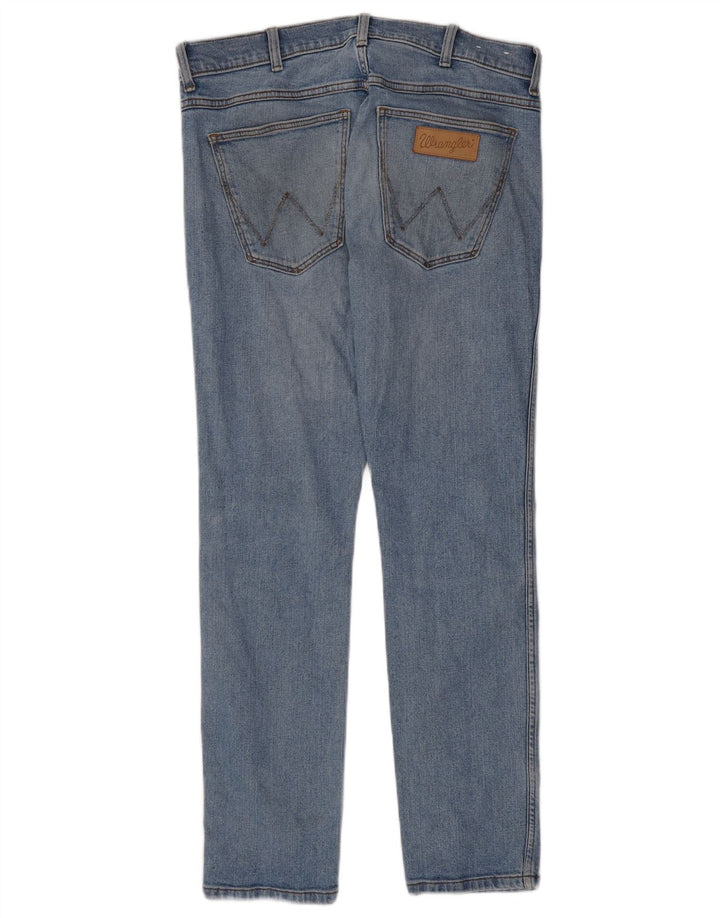 WRANGLER Masculino Larston Straight Jeans W32 L29 Azul Algodão
