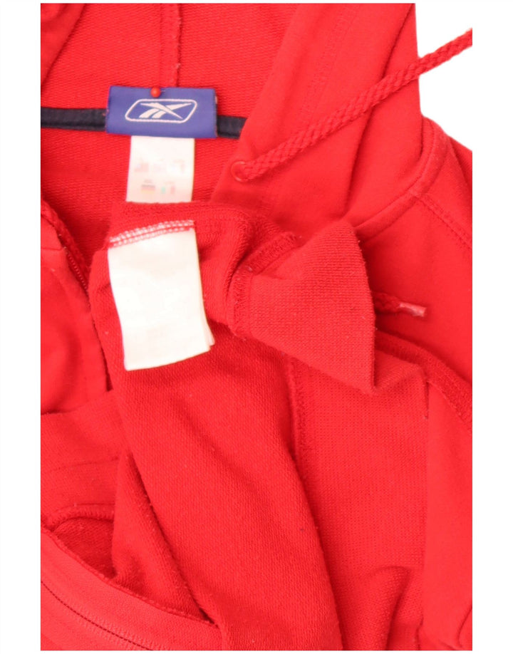 Suéter Reebok feminino com capuz e zíper gráfico UK 14 poliéster vermelho médio