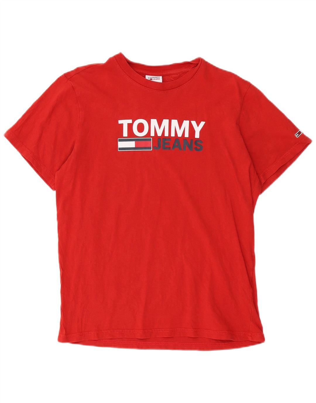 Camiseta masculina Tommy Hilfiger com estampa gráfica pequena vermelha