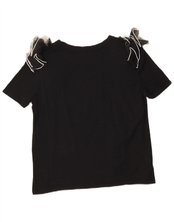 Blusa feminina Zara Top UK 10 pequeno algodão preto