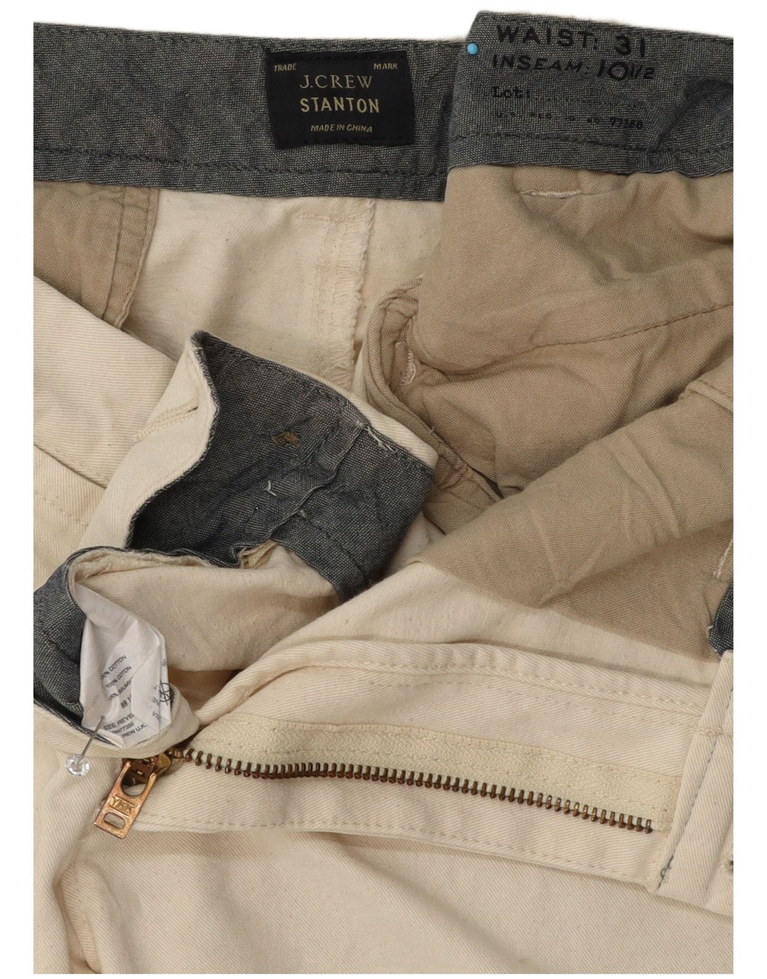 J. Crew Mens Stanton Chino Shorts W31 Médio Off White Algodão