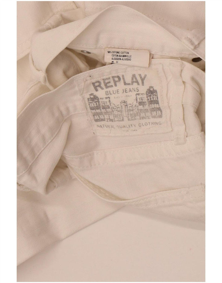 Replay Mens Straight Jeans W32 L31 Algodão Branco