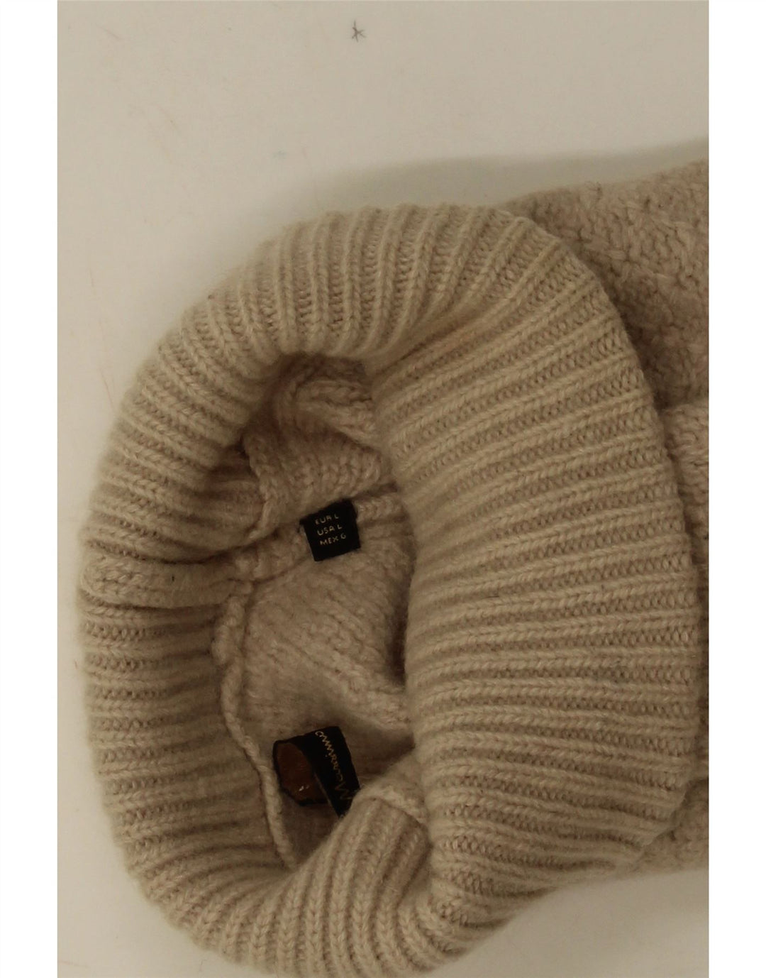 Suéter feminino Massimo Dutti com gola redonda Reino Unido 14 grande bege geométrico